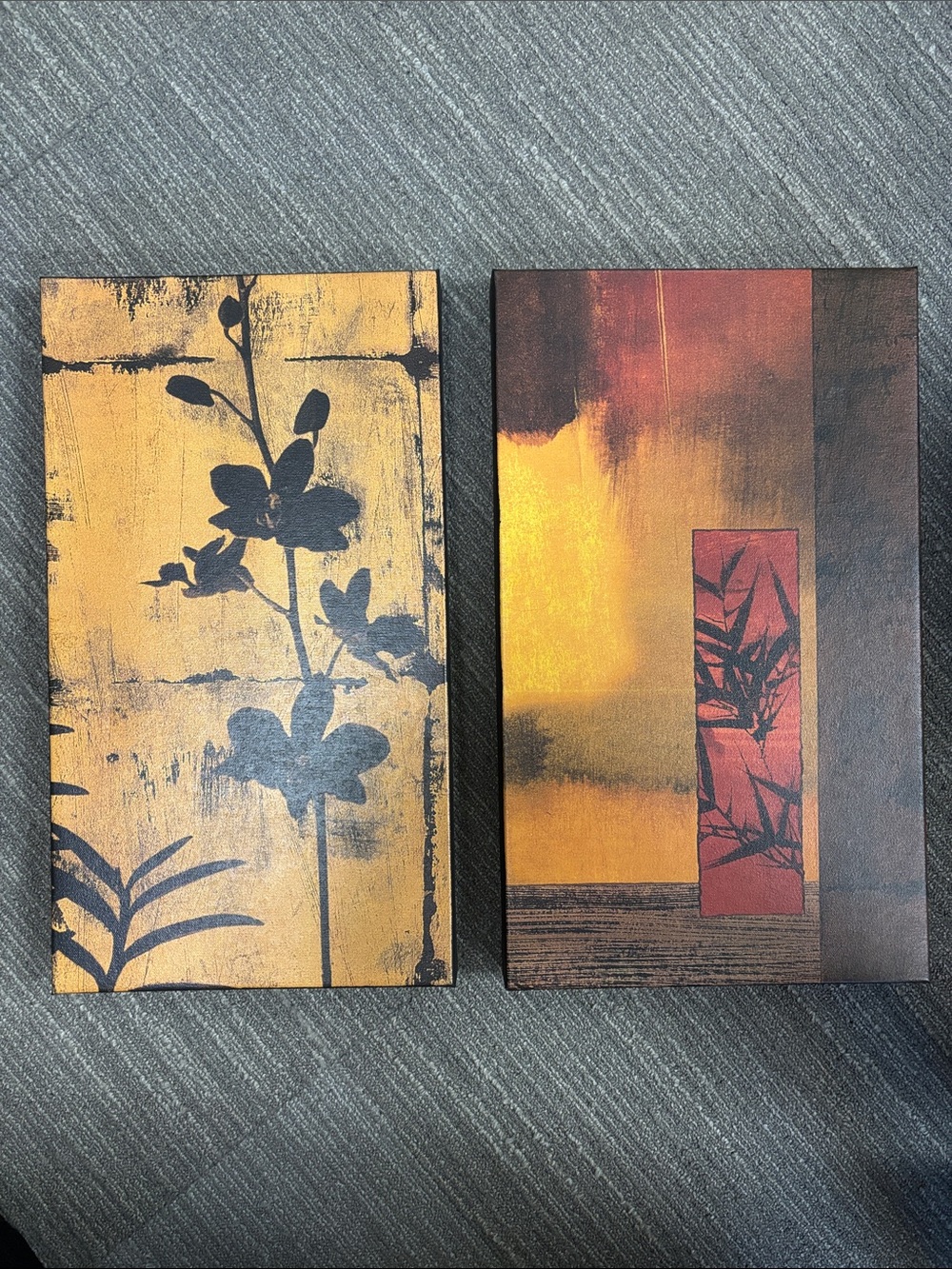 Wall hangings Set of 2 Asian natural floral